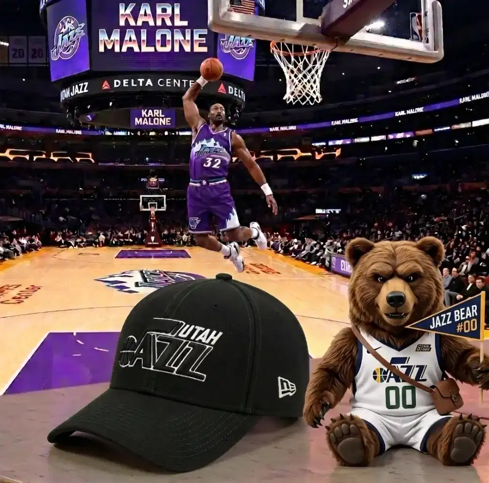 Topi Basket Utah Jazz NBA New Era Original Second Warna Hitam Pekat