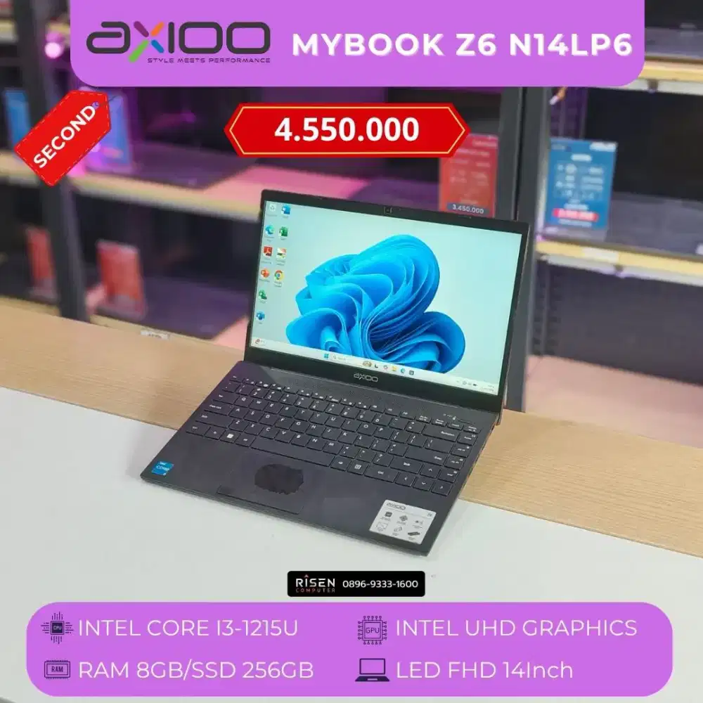 AXIOO MYBOOK Z6 N14LP6  I3-1215U RAM 8GB SSD 256GB FHD 14inch Second