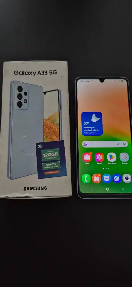 Dijual hp samsung A33 6/128 warna biru muda
