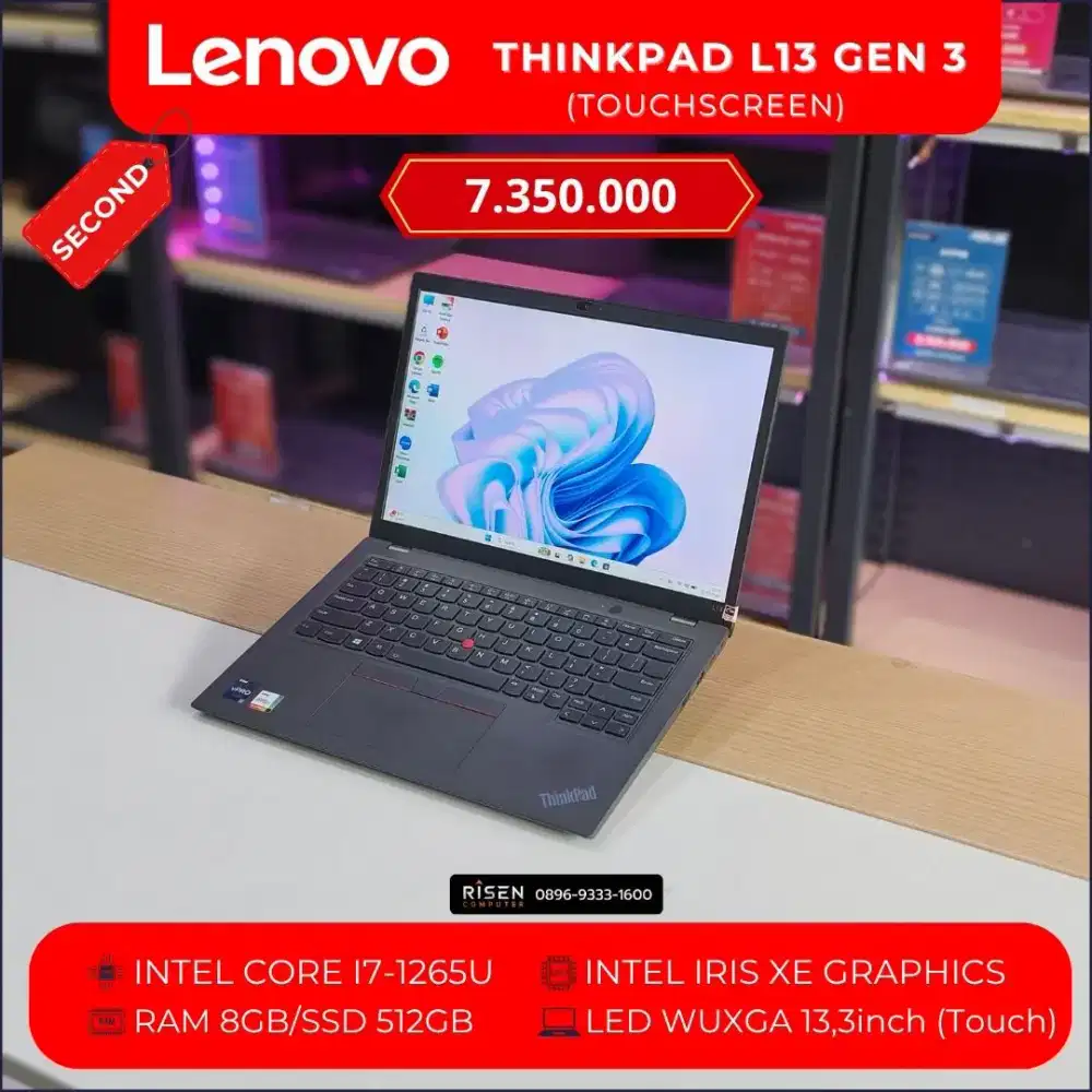 LENOVO THINKPAD L13 GEN 3 TOUCH I7-1265U RAM 32GB/SSD512GB WUXGA 13,3
