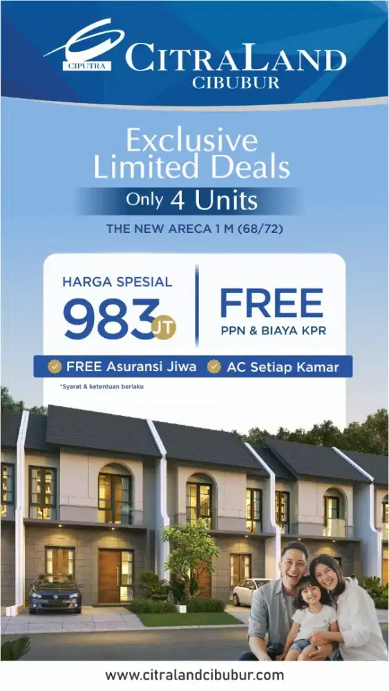 Rumah Ready Stock Ciputra Grup 2 Lantai 3 Kamar tidur