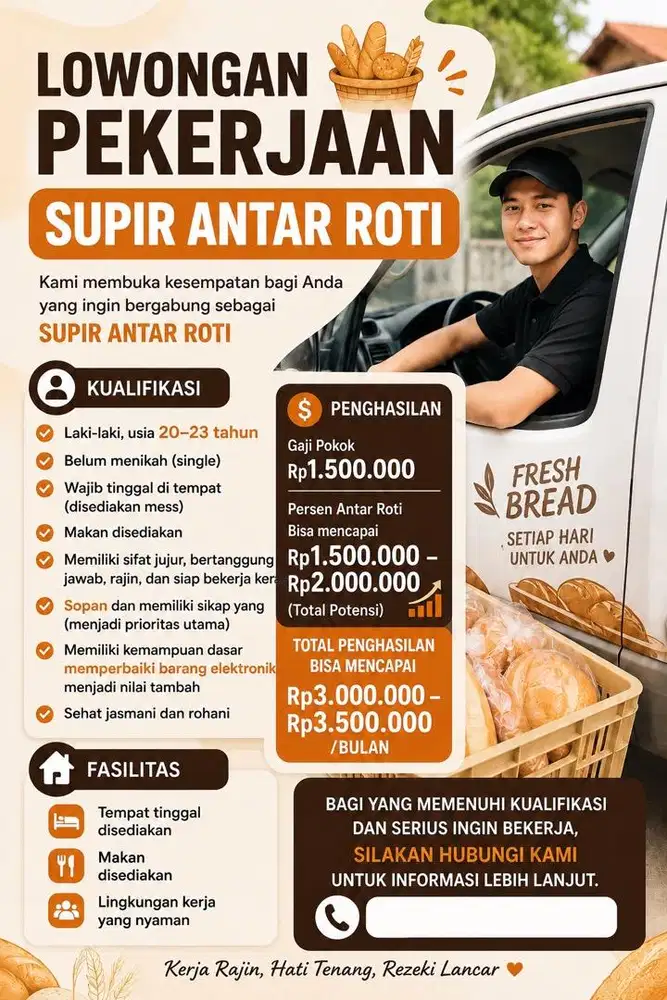 Di butuhkan supir laki2