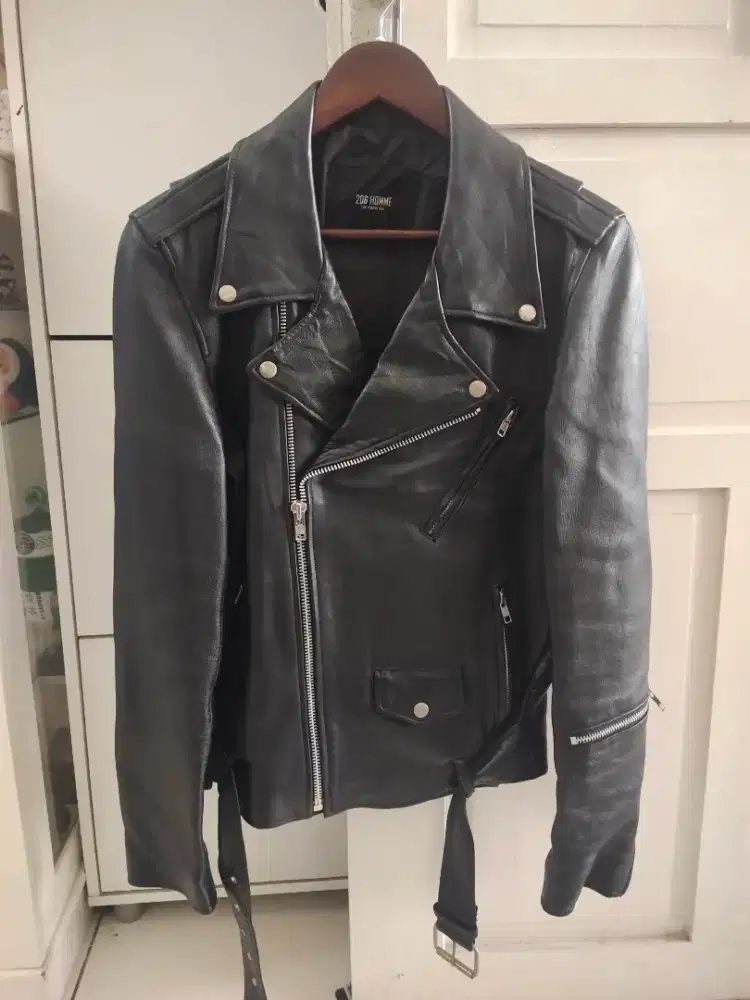 Jaket kulit asli cowhide model ramones for man