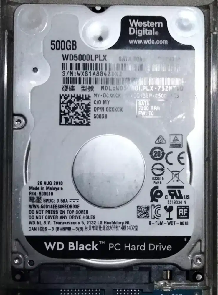 HARDISK SATA3 SLIM 2,5' WD BLACK 500GB GOOD CONDITION JAKSEL