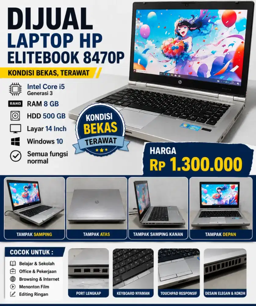 DIJUAL LAPTOP HP ELITEBOOK 8470P