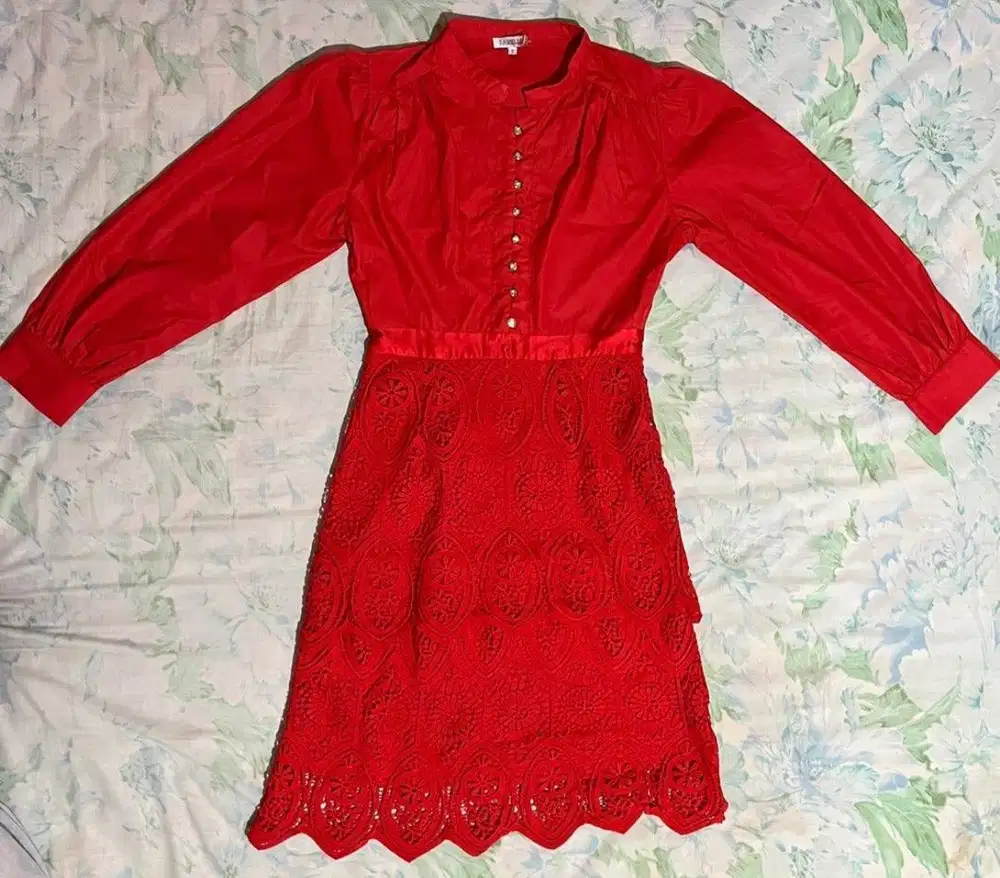 Dress Brukat Merah
