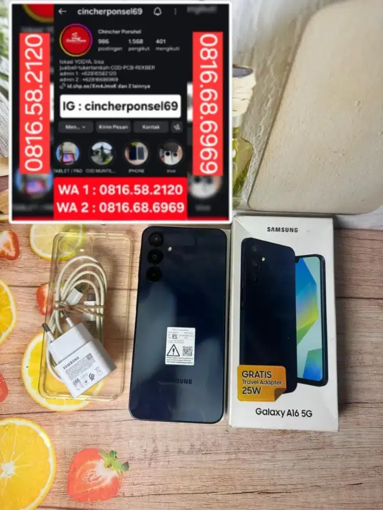 Jual hp likeNEW SAMSUNG A16 5g 8/256 istimewa grns resmi free adaptor