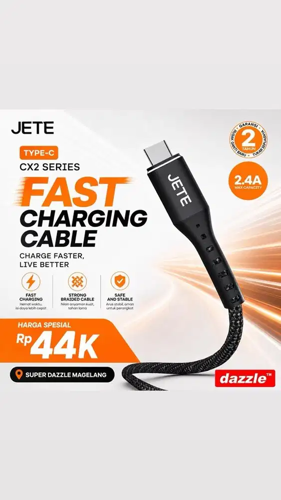 Kabel data jete cx2 type c black