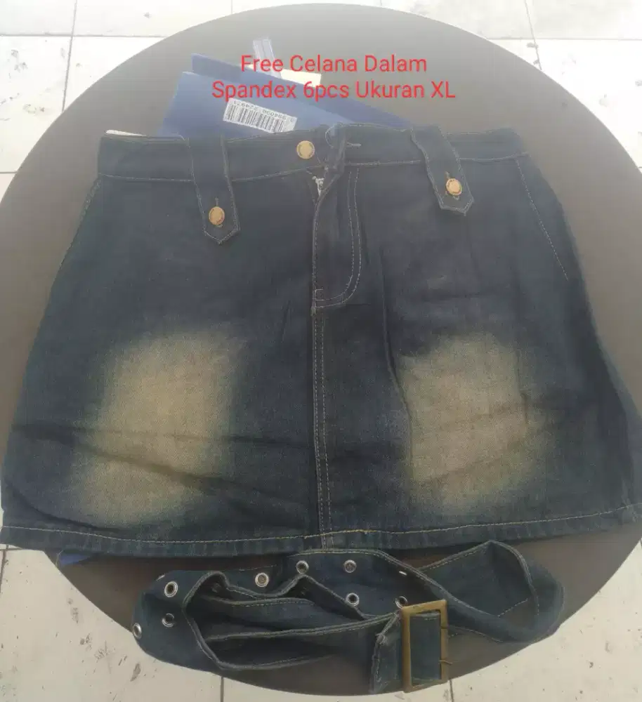 Rok Pendek Wanita Bahan Jeans Denim Adem Ukuran 3xl