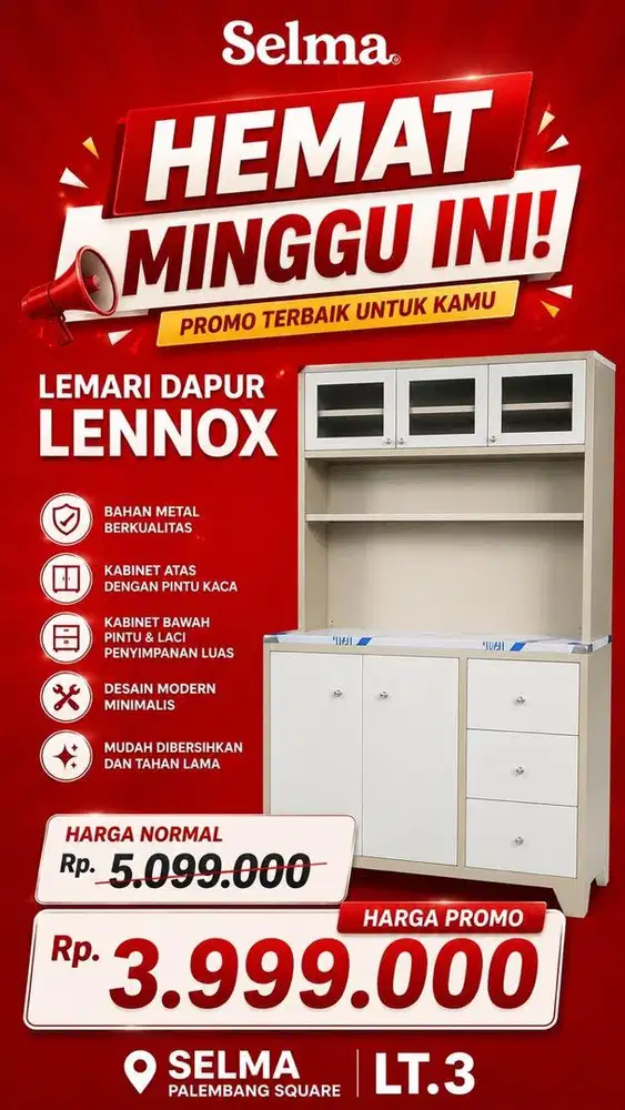 Promo Cicilan By HomeCredit Lemari Dapur Lennox