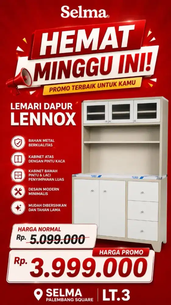 PROMO LEMARI DAPUR LENOX CICILAN TANPA DP VIA HOMECREDIT