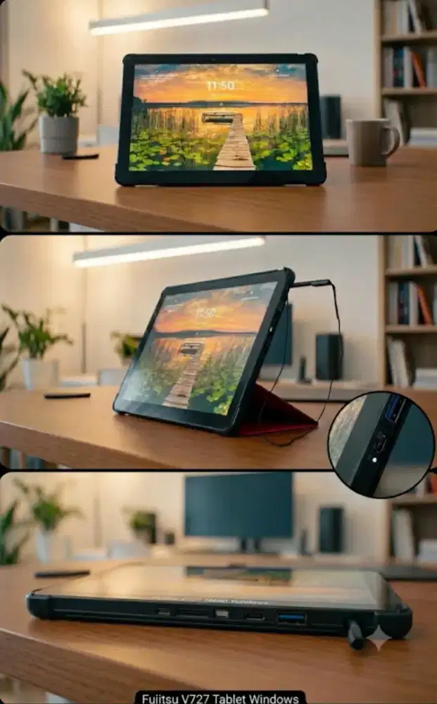Fujitsu v727 Laptop Windows 11. Stylus. Bonus : Tas Hitam 3in1.