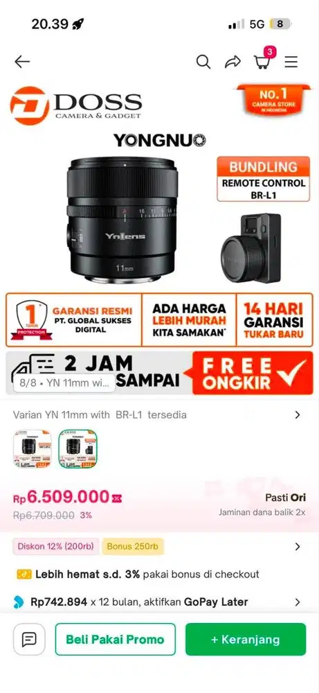 Jual Rugi lensa yongnuo 11mm f1.8 for nikon
