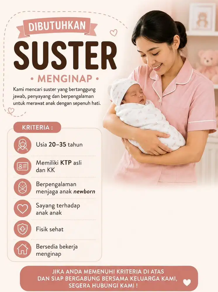 LOWONGAN PEKERJAAN SUSTER BAYI/NANNY