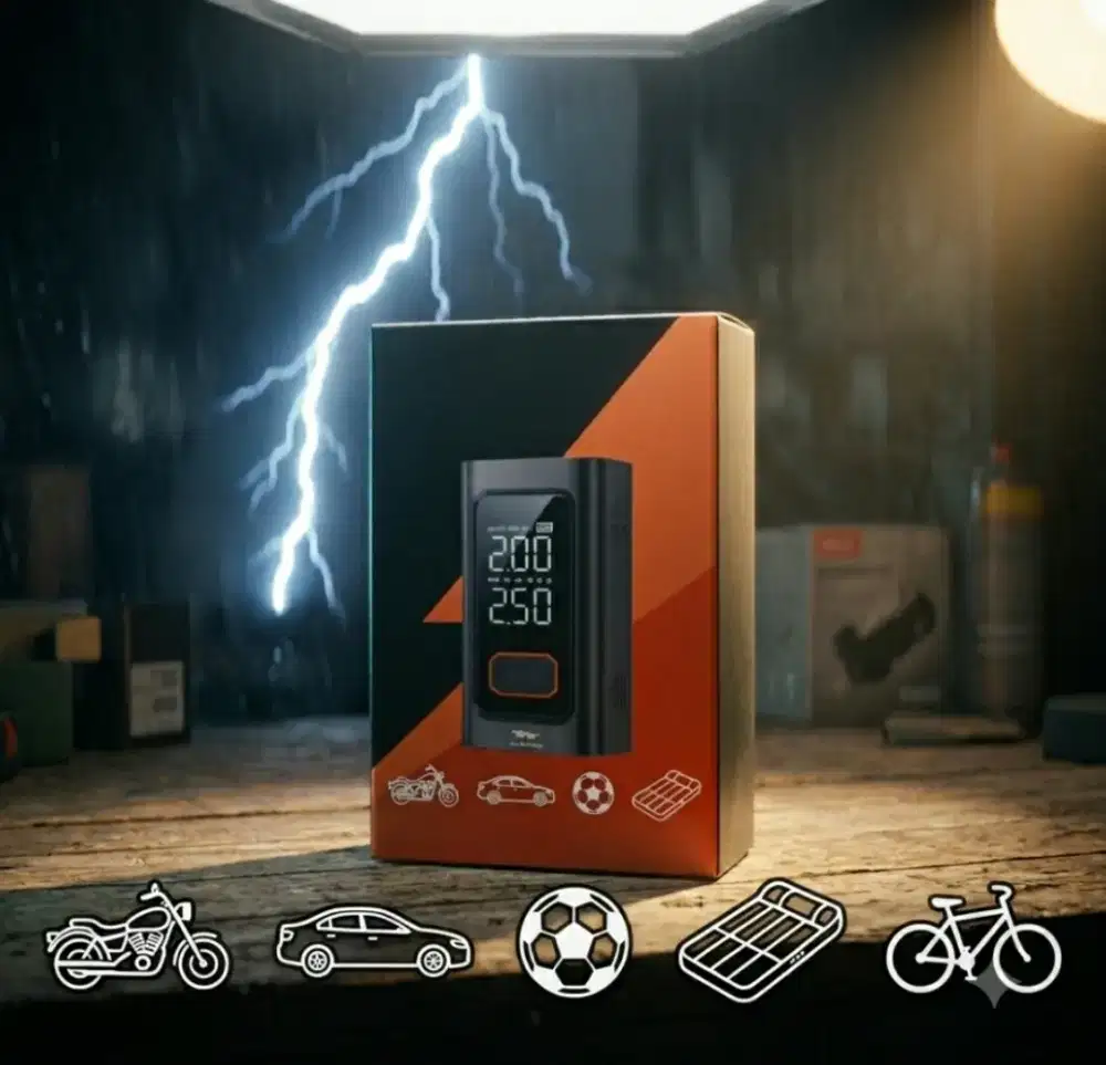Perangkat 4in1: Jump Starter, Pompa Angin, PowerBank, Senter. Digital