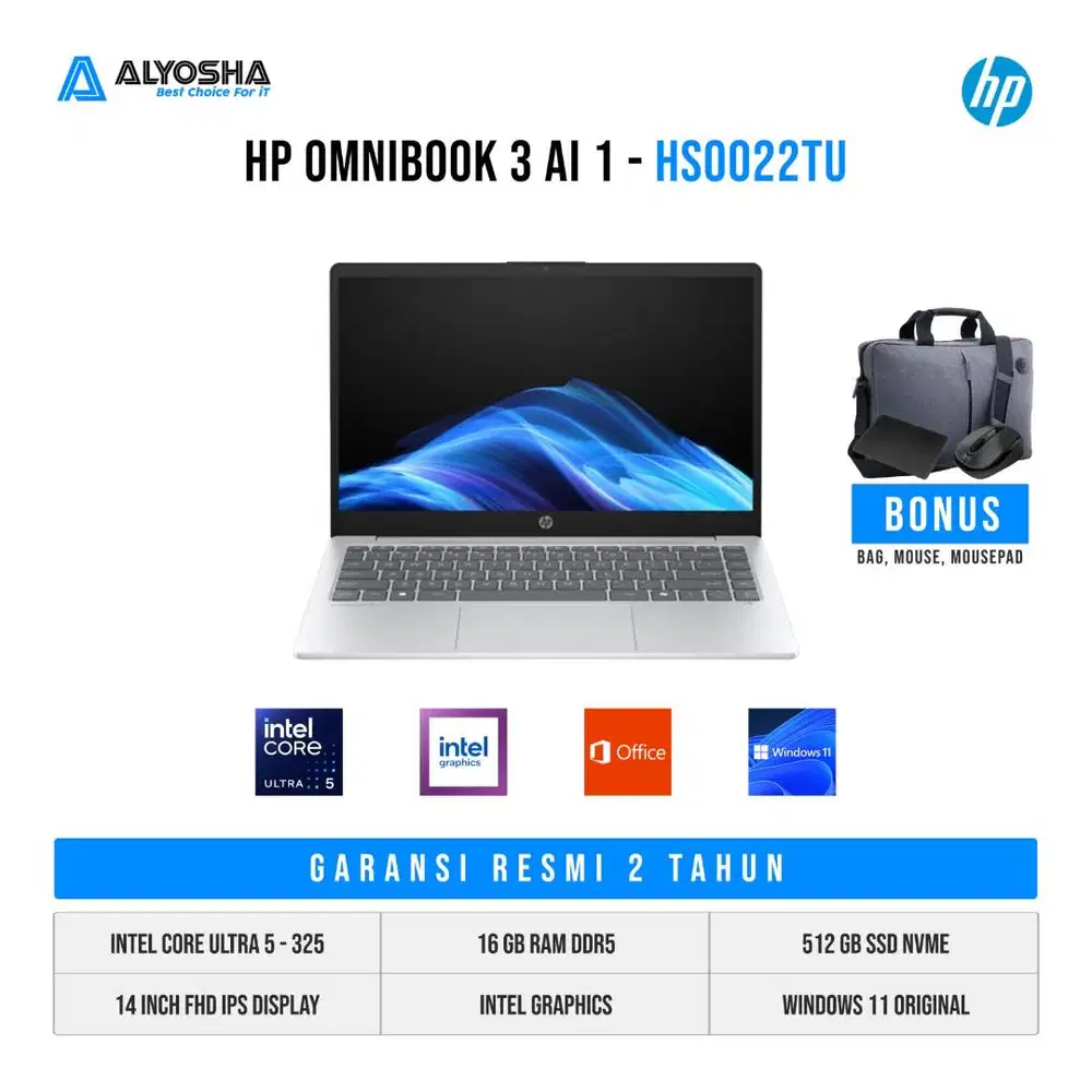 HP Omnibook 3 AI 14 HS0022TU Intel Core Ultra 5 325 16GB SSD 512GB 14″