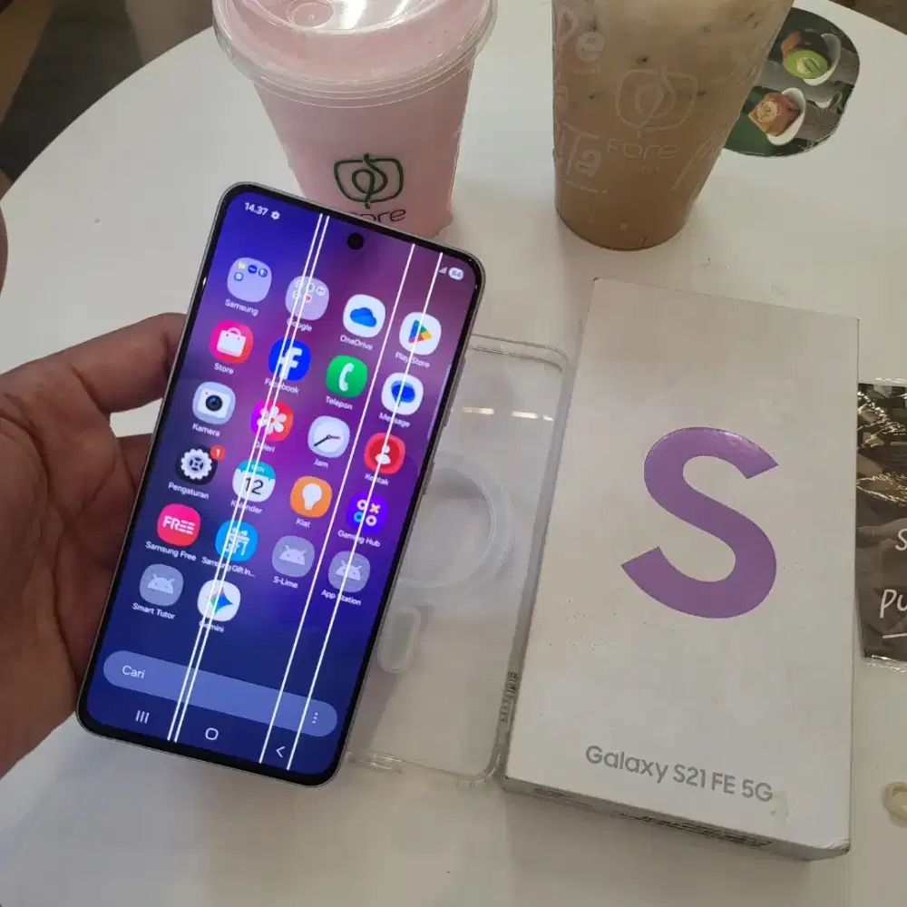 Samsung S21 fe 8/256gb Fullset ORI SEIN minus LCD garis line