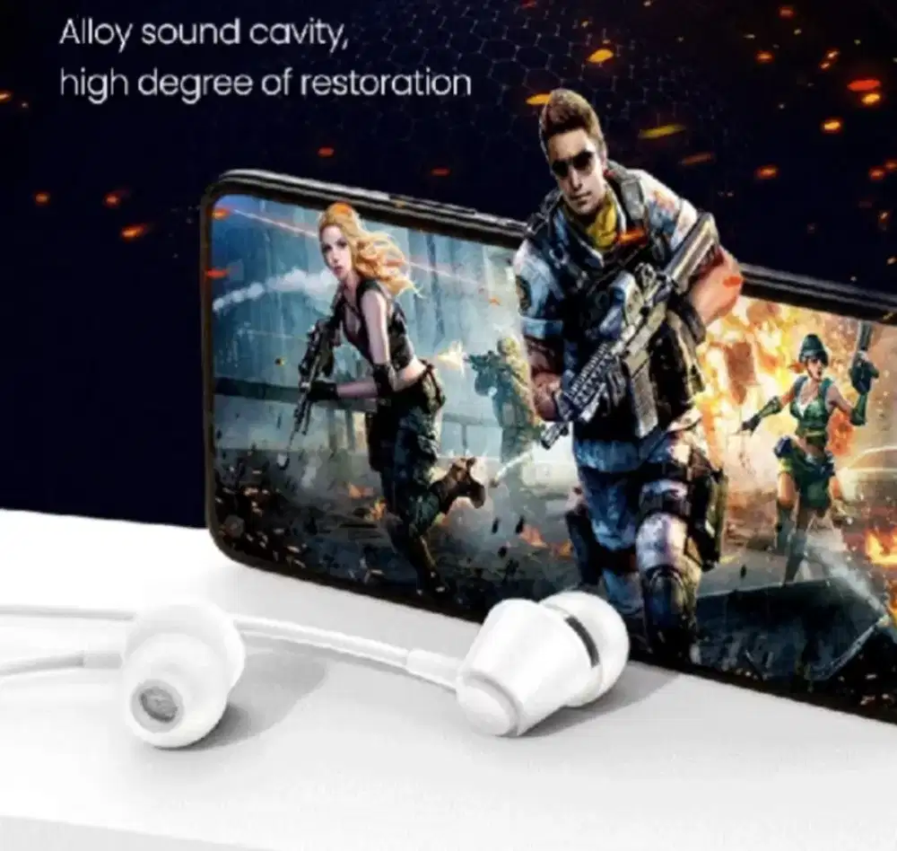 VeMee VM-EP11  headset wired in-ear 3.5mm Putih + Packing Tabung Mika