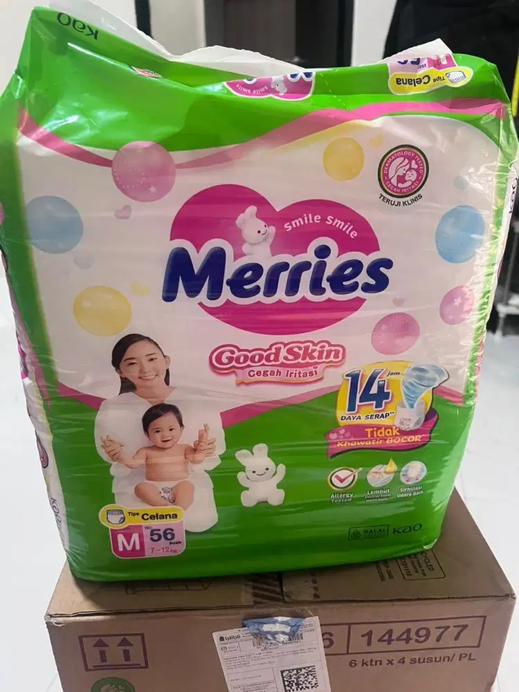 [Baru] Popok Bayi Pampers Merries Good Skin M isi 56