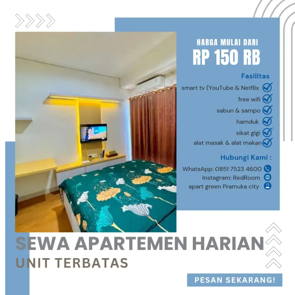 sewa apartemen harian green Pramuka city Jakarta pusat