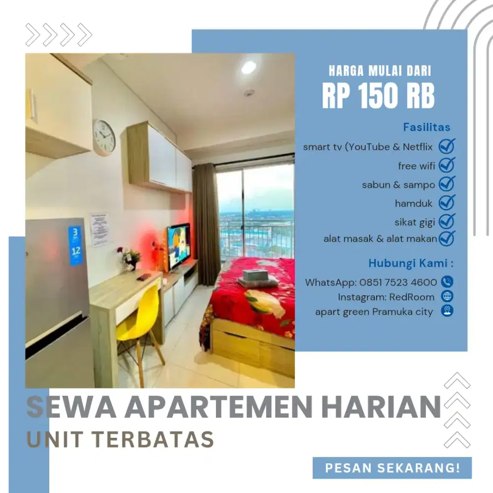 SEWA APARTEMEN HARIAN GREEN PRAMUKA CITY JAKARTA PUSAT
