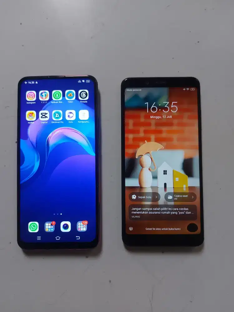 Vivo v15 6/128 dan xioami redmi note 5 pro 4/64