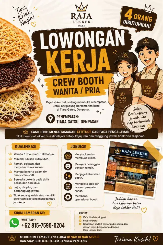 LOWONGAN KERJA RAJA LEKKER BALI