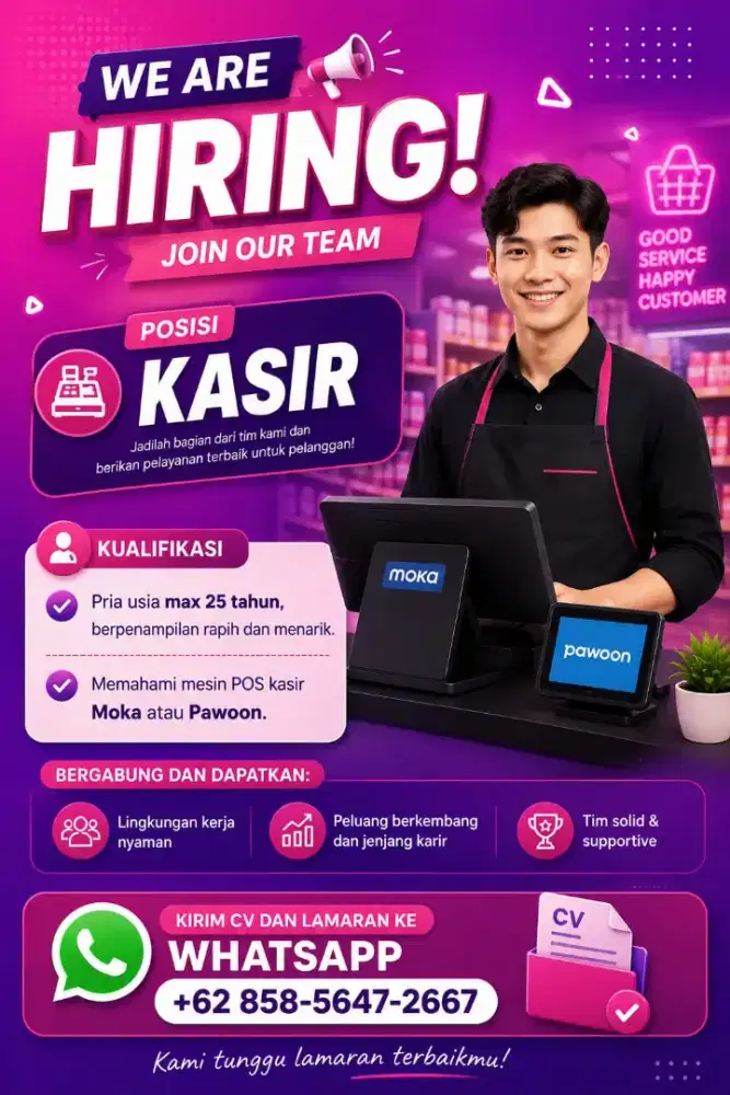 Lowongan cashier khusus cowok