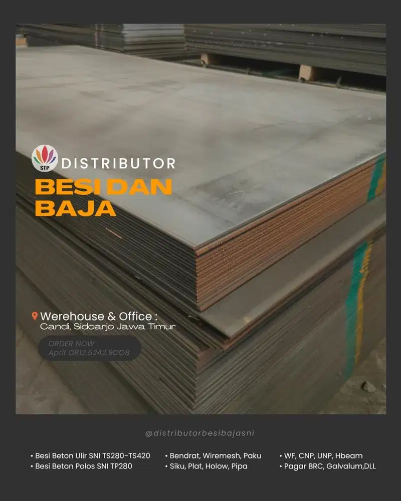 Jual besi beton SNI, wiremesh, plat, holow, cnp siap kirim