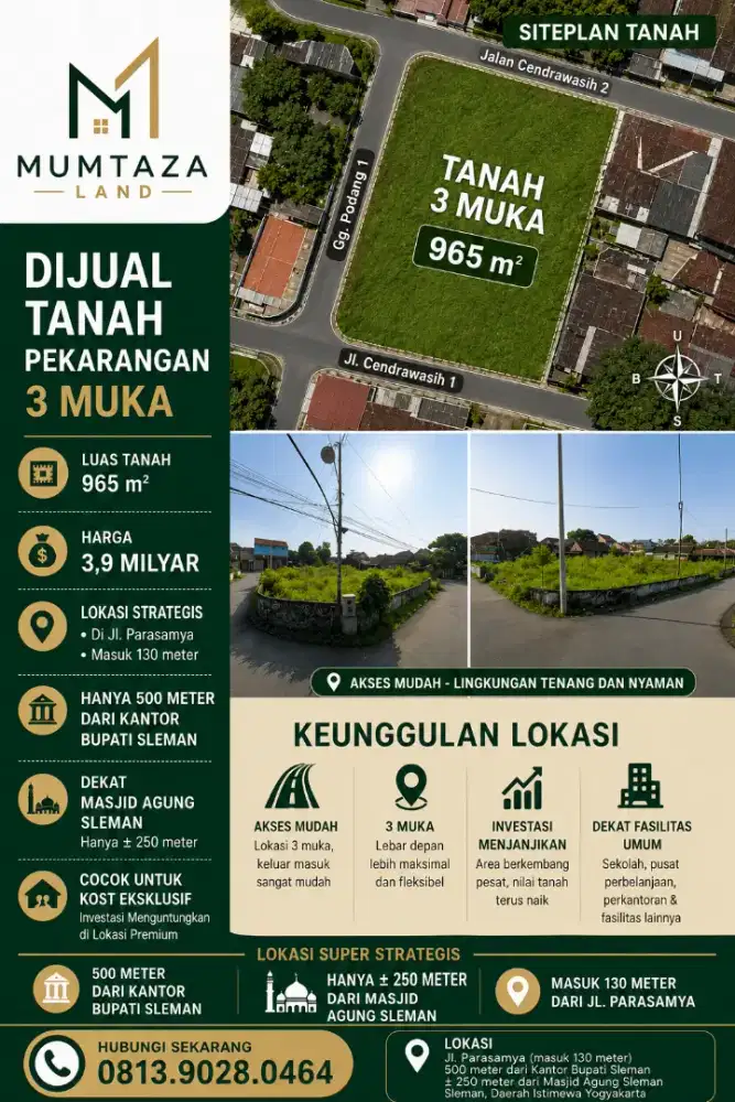 Tanah jl magelang sleman parasamya SCH dkt malioboro ugm jakal