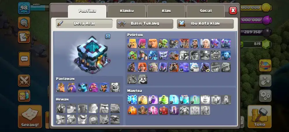 Jual akun coc th 13