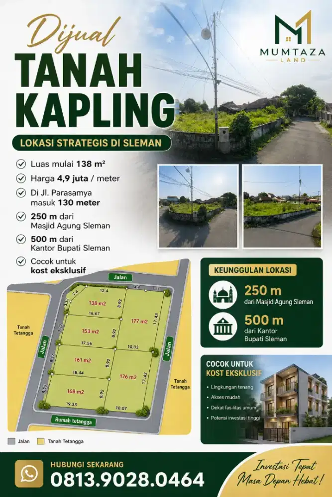Tanah jl magelang parasamya sleman denggung dkt malioboro jakal sch
