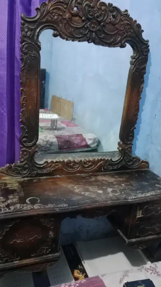 [RARE / ANTIK 1950] Tolet / Meja Rias Jati Kartini Orisinal Jadul Kuno