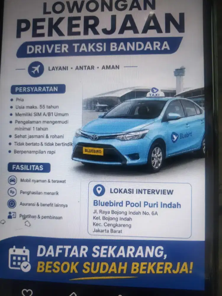 Membutuhkan driver taksi bandara