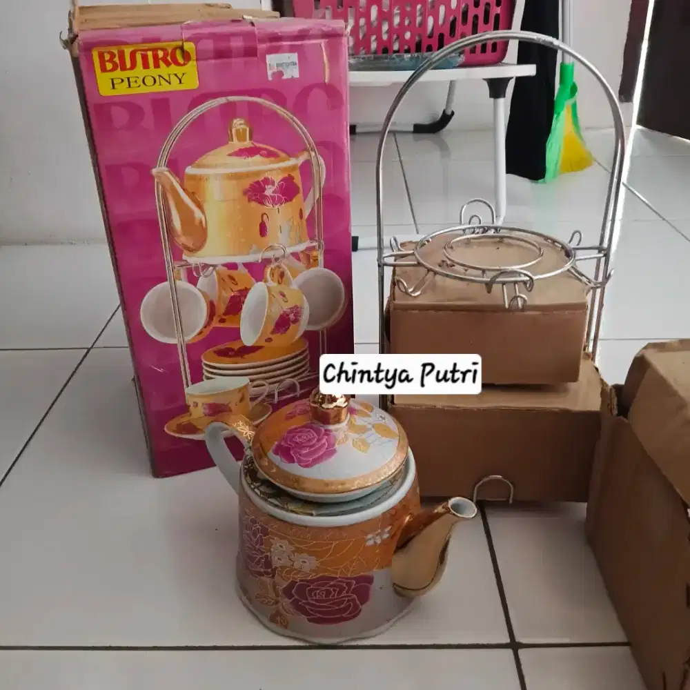 Cangkir teko teh kopi set cangkir keramik set rak gantung