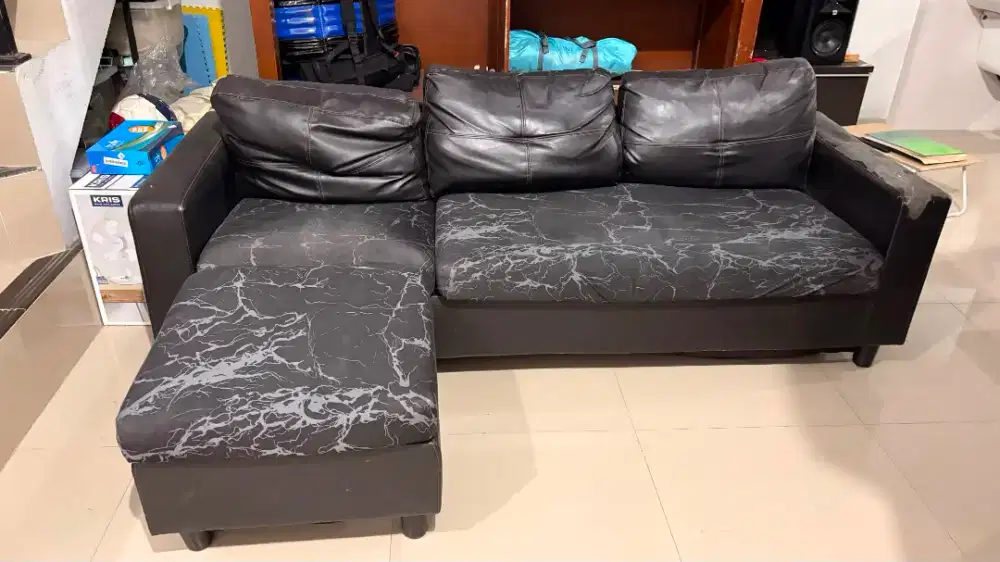 Jual sofa 3 dudukan dengan sandaran kaki apa adanya