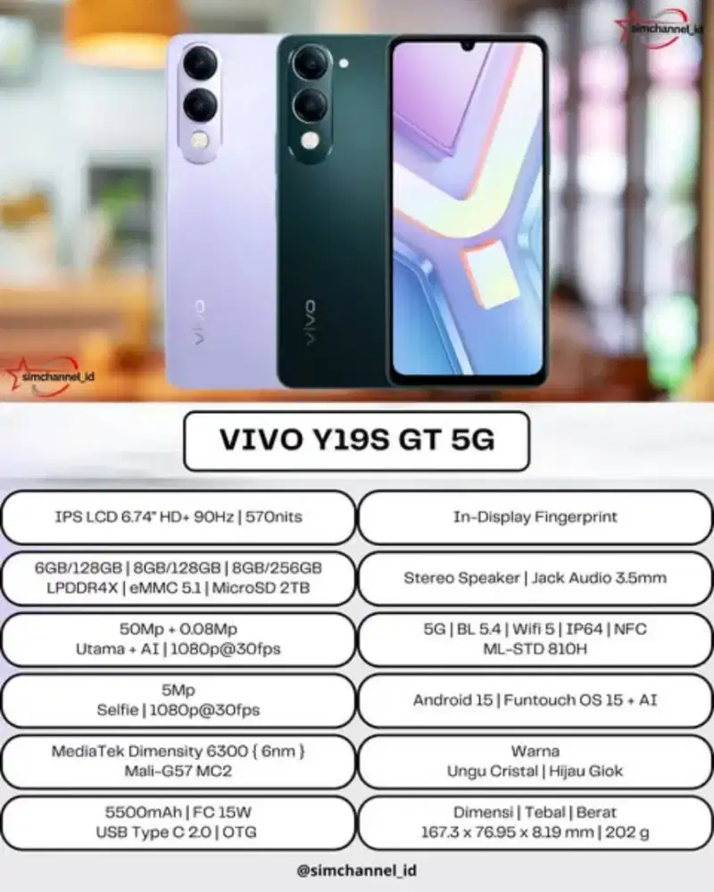 Vivo Y19s GT 5G 8/256GB garansi resmi