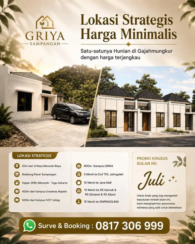 Rumah semarang gajahmungkur sampangan depan SPBU Menoreh Raya