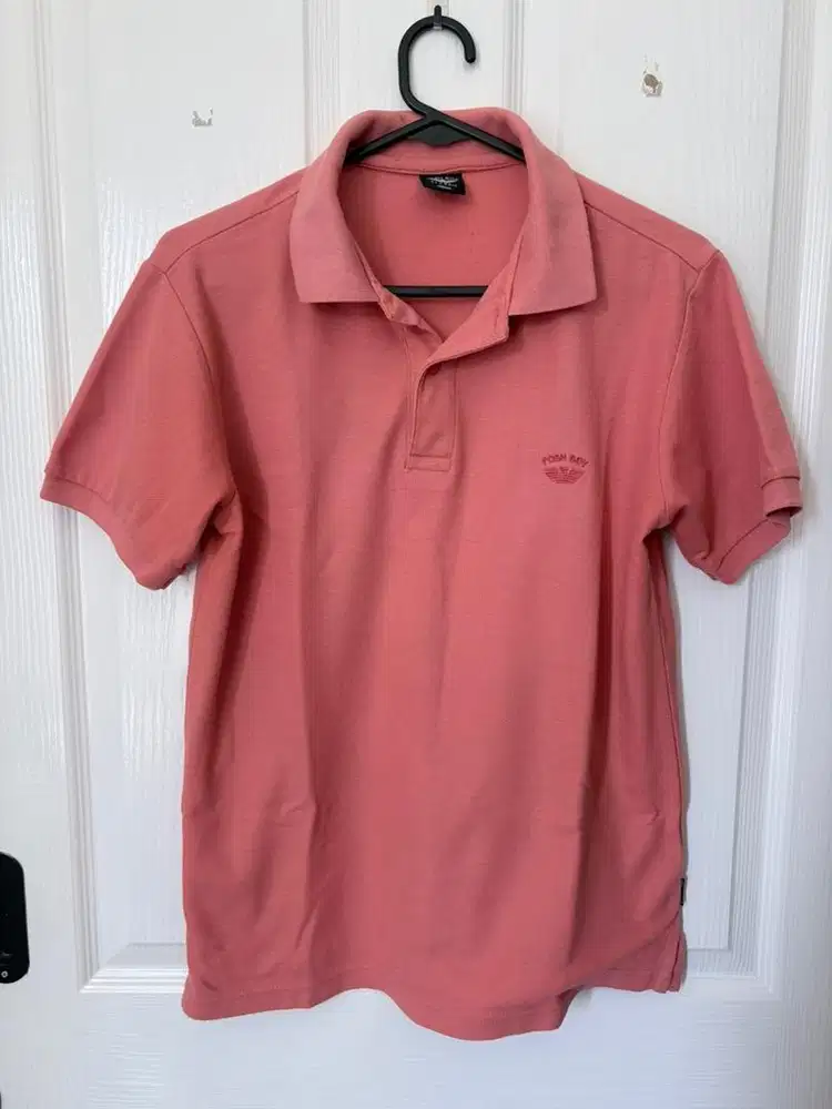 Kaos berkerah/ polo merk posh boy classic original pink muda