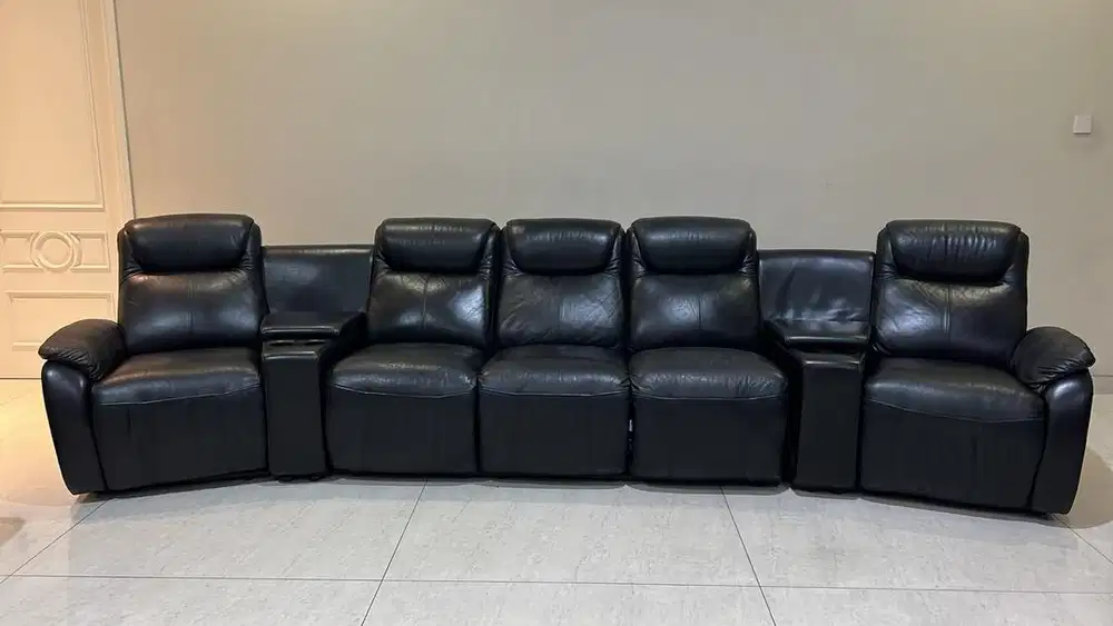 Sofa cheers theatre 5 seater hitam full leather