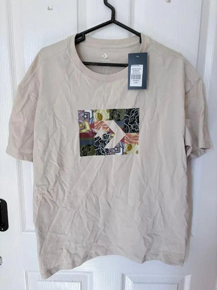 Kaos TShirt Short Sleeve Converse Graffiti Infill, Unisex, Beige, ORI