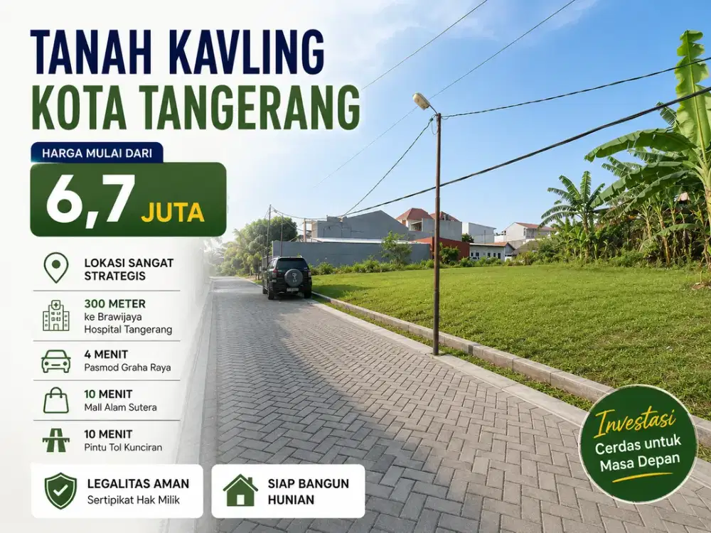Tanah Kavlign Murah Dekat Mall Alam Sutera, SHM Siap Balik Nama