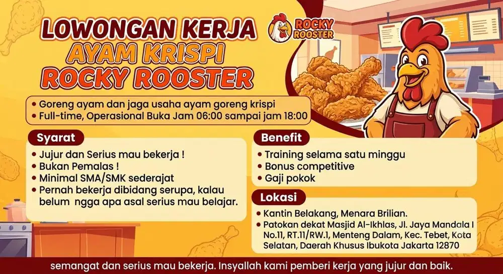 Lowongan Kerja: Goreng dan Jaga, Franchise Fried Chicken