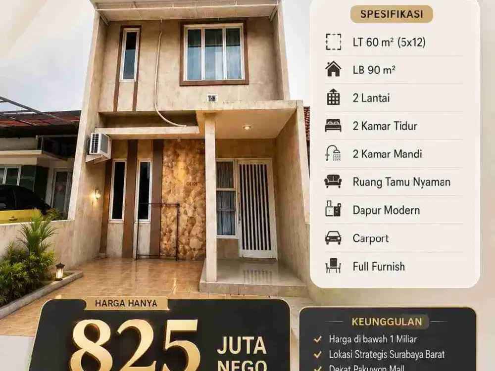 rumah 2 lantai minimalis siap pakai bukit palma citraland utara surabaya
