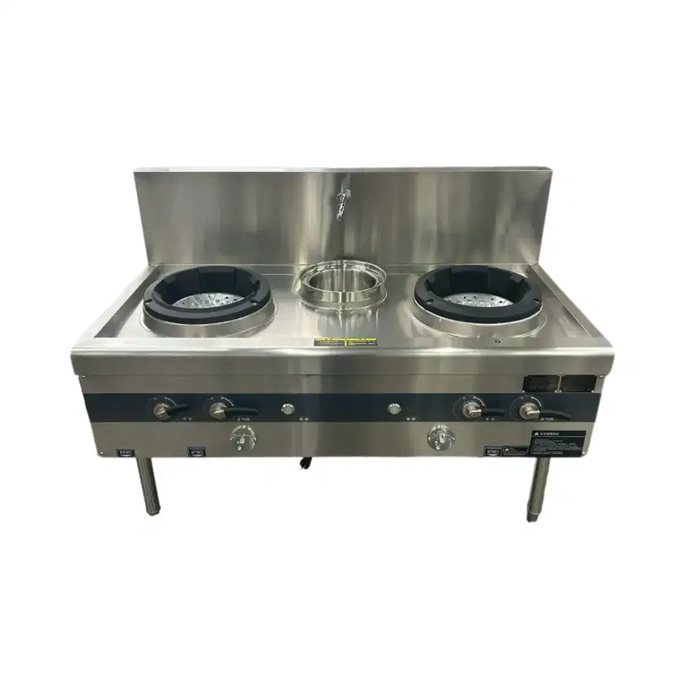 Kompor Gas Kwali Range 2 Tungku With Blower Stainless Steel