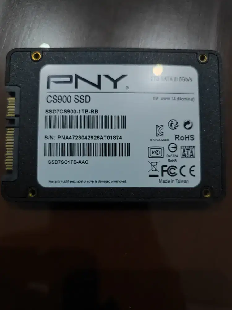 Ssd Sata3 1 tb merk pny health 100