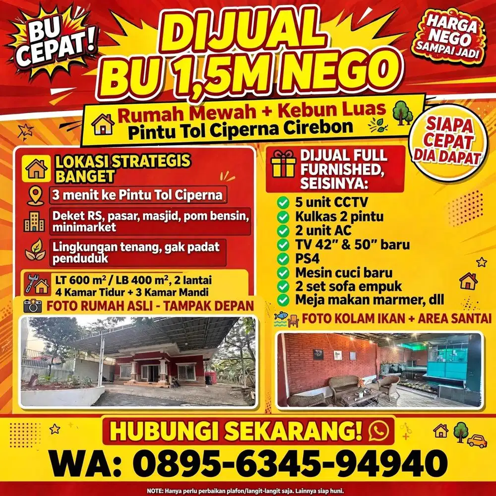 JUAL BU FULL FURNISHED!!