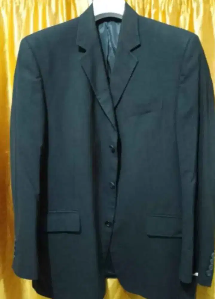 Jas formal pria size XL warna biru bahan berkualitas, jahitan rapi