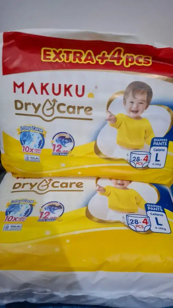MAKUKU DRY CARE DIAPERS L28+6 (2 PACK) PROMO STOK TERBATAS
