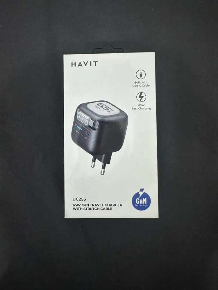 Charger Havit 65W Fast Charging Include Kabel Retractable Type C